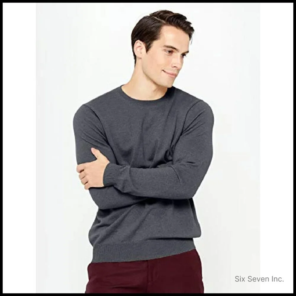 Men's Classic Cashmere Pullover Sweater Luxurious Tailored Fit Essential